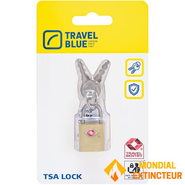 Travel Blue - Cadenas laiton A clé TSA