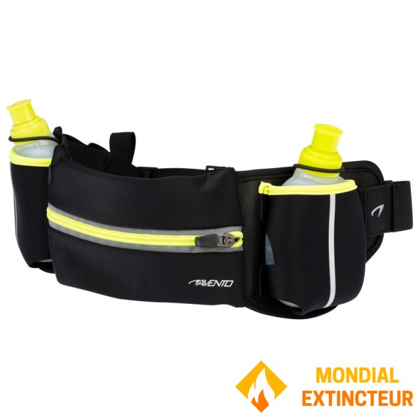 Avento - Ceinture de sport 2 bidons Noir/jaune