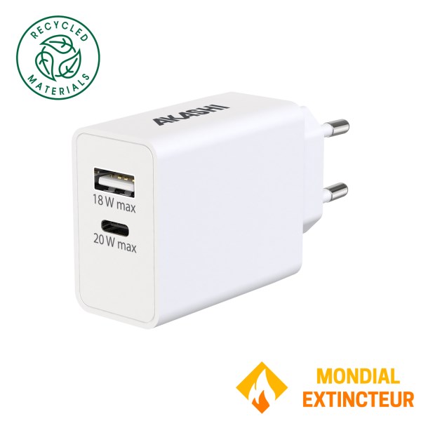 Akashi - Chargeur secteur Power delivery blanc