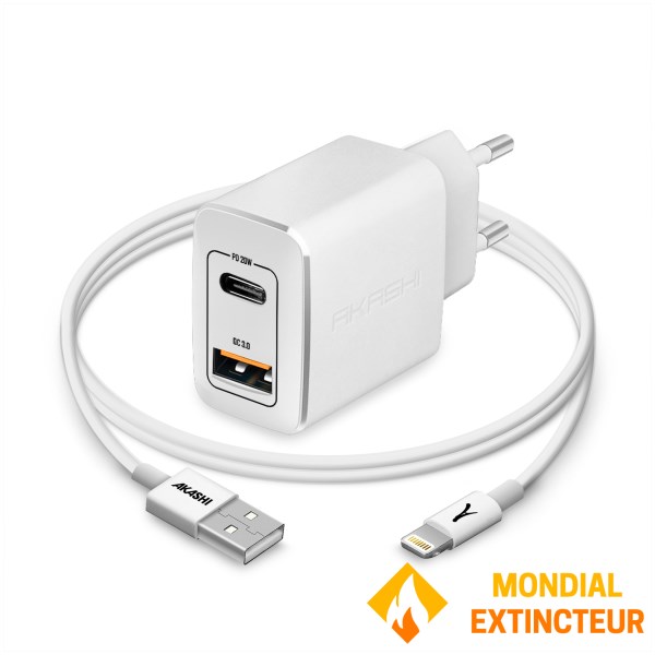 Akashi - Chargeur secteur USB Avec cable USB-C
