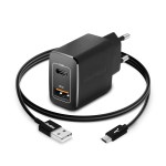 Akashi - Chargeur secteur USB Avec cable USB-C - Noir