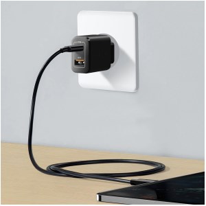 Akashi - Chargeur secteur USB Avec cable USB-C - Noir