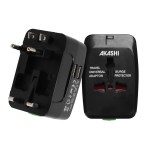 Akashi - Chargeur secteur USB Voyage - 2 sorties USB - Noir