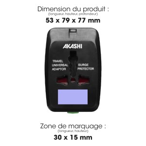 Akashi - Chargeur secteur USB Voyage - 2 sorties USB - Noir