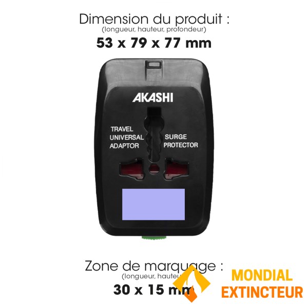 Akashi - Chargeur secteur USB Voyage - 2 sorties USB - Noir