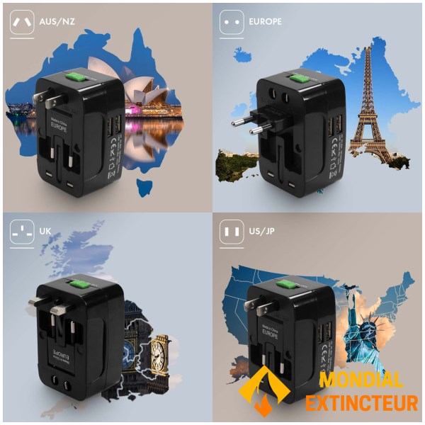 Akashi - Chargeur secteur USB Voyage - 2 sorties USB - Noir