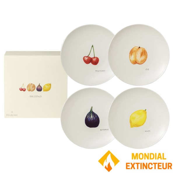 Degrenne - Coffret 4 assiettes SAISONS ronde 19 cm motifs fruits