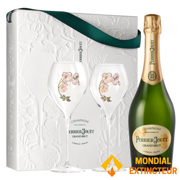 Perrier Jouet - Coffret Champagne Grand brut - 1 bout + 2 flûtes