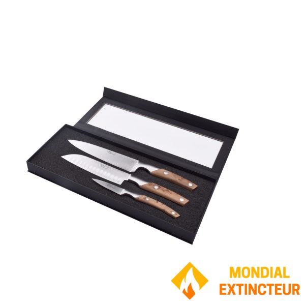 Goyon Chazeau - Coffret couteau X3 Le Thiers office, Santoku, Chef 