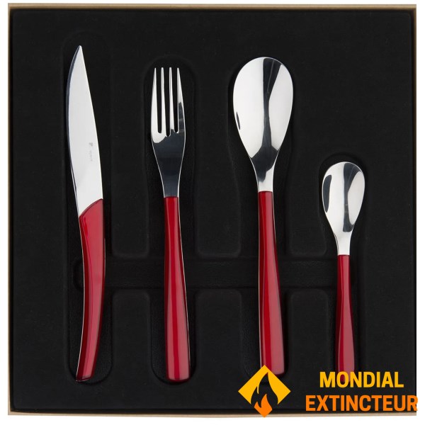 Degrenne - Coffret couverts X24 Quartz rouge miroir