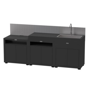 Le Marquier - Cuisine d’extérieur 3 éléments - crédence noir