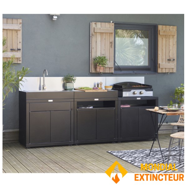 Le Marquier - Cuisine d’extérieur 3 éléments - crédence noir