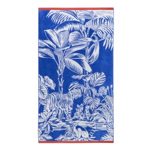 Descamps - Drap de plage Sumatra Outremer 100x180