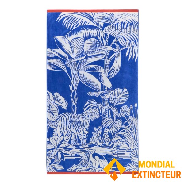 Descamps - Drap de plage Sumatra Outremer 100x180