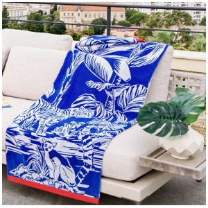 Descamps - Drap de plage Sumatra Outremer 100x180