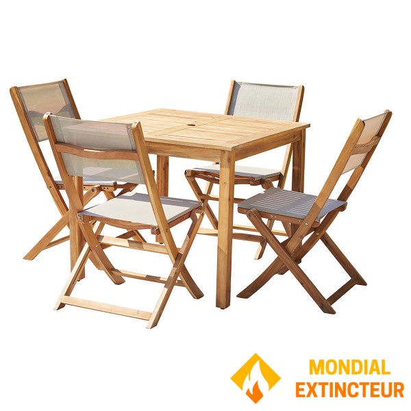 Wilsa - Ensemble de jardin Bilbao acacia carré table + 4 chaises