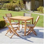 Wilsa - Ensemble de jardin Bilbao acacia carré table + 4 chaises