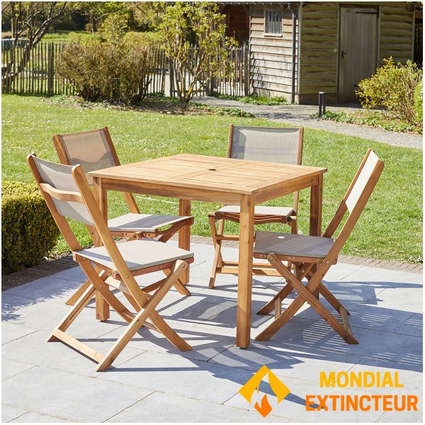 Wilsa - Ensemble de jardin Bilbao acacia carré table + 4 chaises