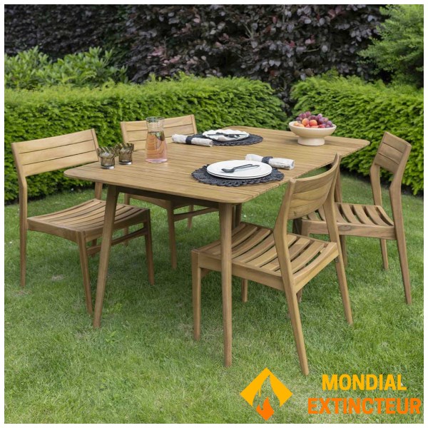 Wilsa - Ensemble de jardin NAPLES teck massif 4/6p