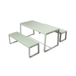 Wilsa - Ensemble de jardin RIO table  + 2 bancs vert d'eau