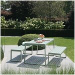Wilsa - Ensemble de jardin RIO table  + 2 bancs vert d'eau