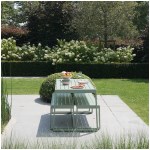 Wilsa - Ensemble de jardin RIO table  + 2 bancs vert d'eau