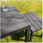 Wilsa - Ensemble de jardin table + 4 bancs Samoa anthracite