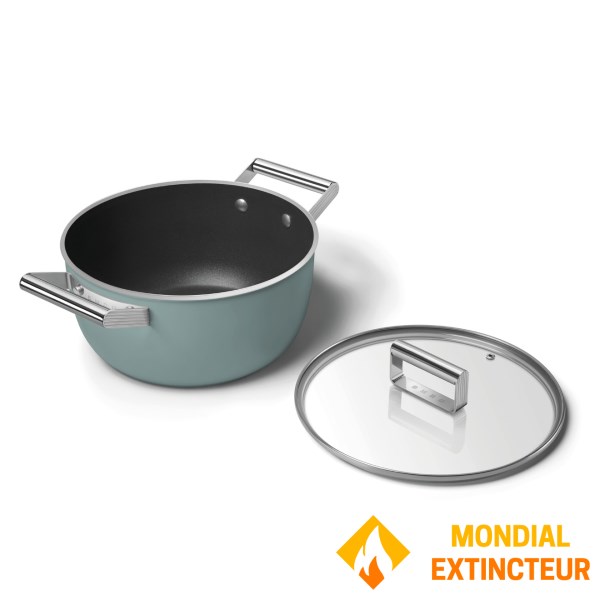 Smeg - Faitouts 24 cm  Esthétique Années 50 vert mat