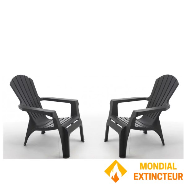 Wilsa - Fauteuils de jardin X2 Adirondack Anthracite