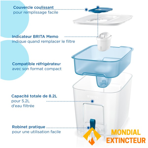Brita - Fontaine à eau filtrée Flow basic bleu