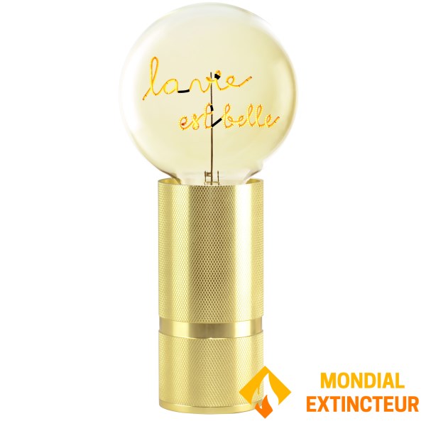 MITB - Lampe à poser Socle Madison or + Ampoule La vie est belle