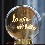 MITB - Lampe à poser Socle Madison or + Ampoule La vie est belle
