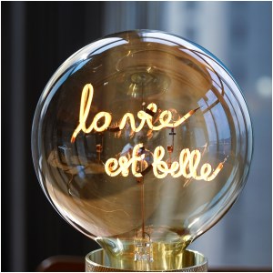 MITB - Lampe à poser Socle Madison or + Ampoule La vie est belle