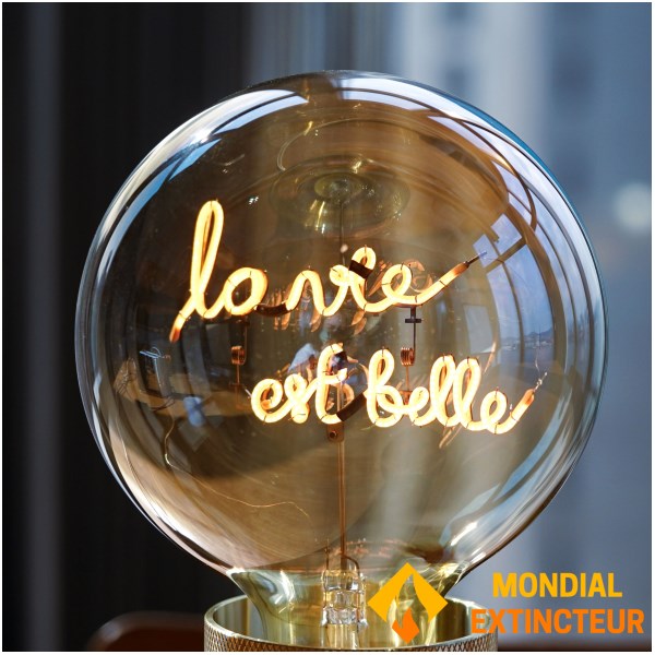 MITB - Lampe à poser Socle Madison or + Ampoule La vie est belle