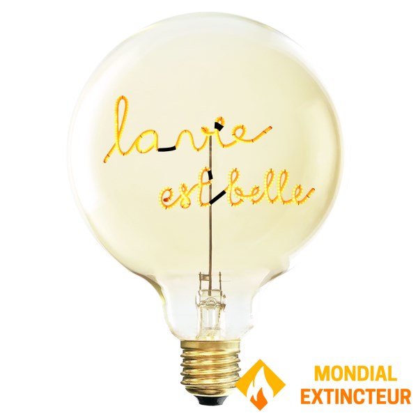 MITB - Lampe à poser Socle Madison or + Ampoule La vie est belle