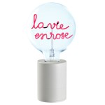 MITB - Lampe à poser Socle Pop blanc + Ampoule Vie en rose