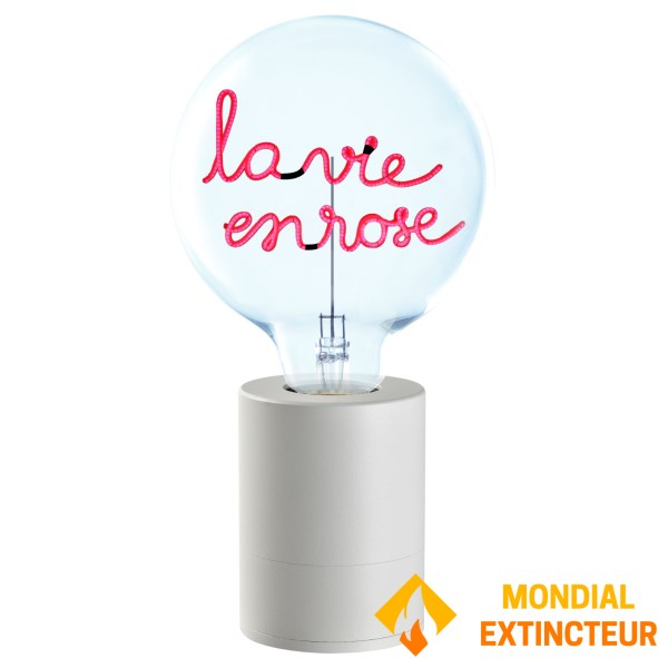 MITB - Lampe à poser Socle Pop blanc + Ampoule Vie en rose