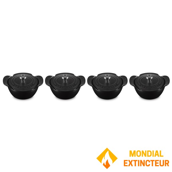 Le Creuset - Mini-cocottes 11cm  X4 Collection Gourmand noir mat