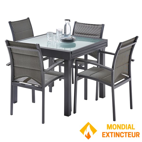 Wilsa - Mobilier de jardin Ensemble Modulo T4/8+F4 Verre