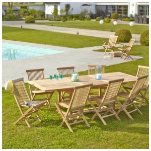 Wilsa - Mobilier de jardin Porto Teck T8/10+C8 rectangulaire