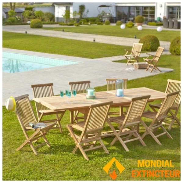 Wilsa - Mobilier de jardin Porto Teck T8/10+C8 rectangulaire