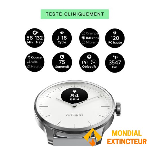 Withings - Montre connectée Scanwatch Light 37 mm grise
