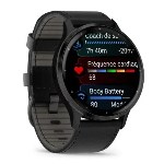 Garmin - Montre connectée Venu 3, Gray avec bracelet cuir noir