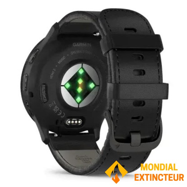 Garmin - Montre connectée Venu 3, Gray avec bracelet cuir noir