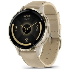 Garmin - Montre connectée Venu 3S, Soft Gold bracelet cuir