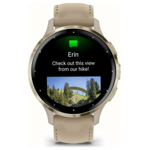 Garmin - Montre connectée Venu 3S, Soft Gold bracelet cuir