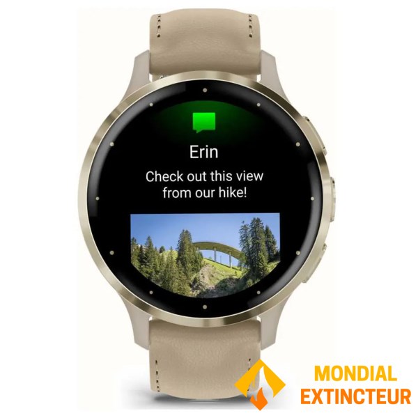 Garmin - Montre connectée Venu 3S, Soft Gold bracelet cuir