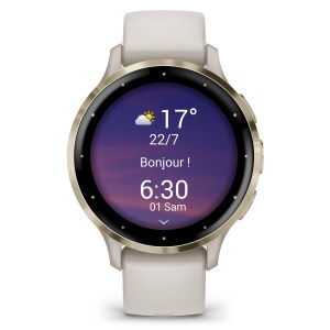 Garmin - Montre connectée Venu 3S - Soft Gold bracelet ivoire