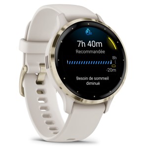 Garmin - Montre connectée Venu 3S - Soft Gold bracelet ivoire