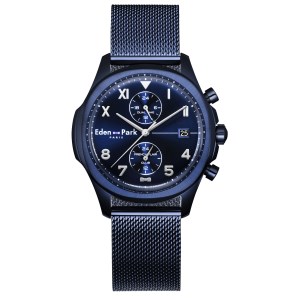 Eden Park - Montre homme Club en Acier et PVD Bleu 40mm